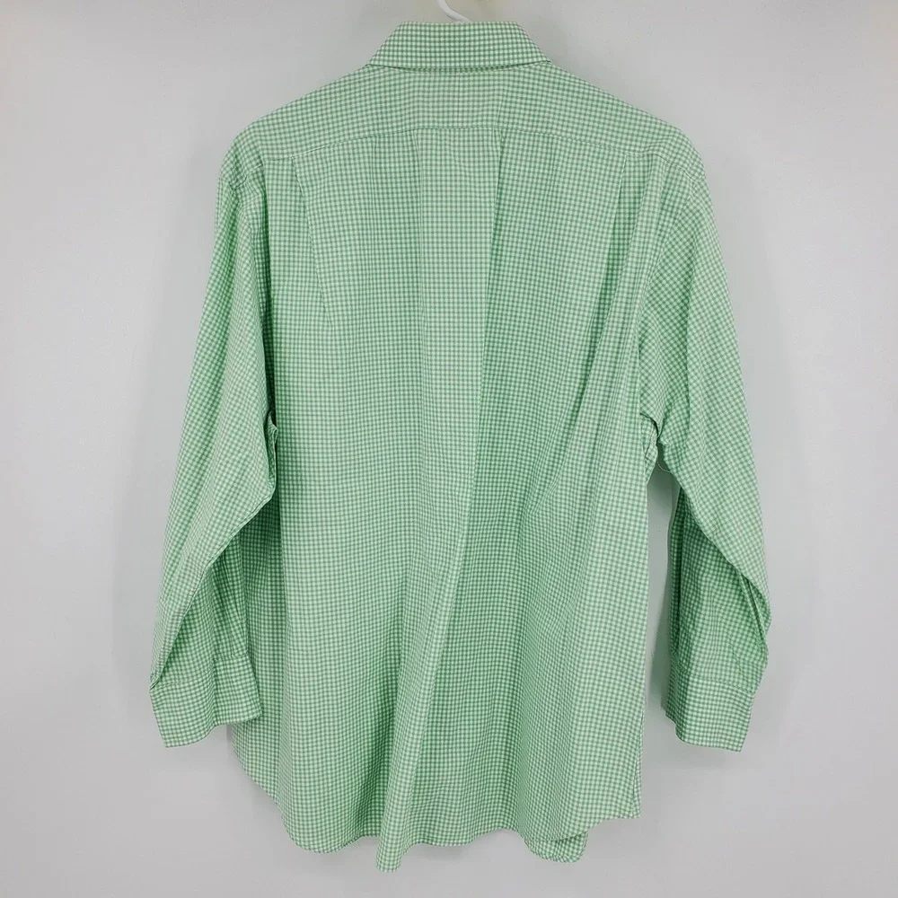 Polo Ralph Lauren Men's‎ Green Gingham Custom Fit Button Down Shirt 17.5 Preppy
